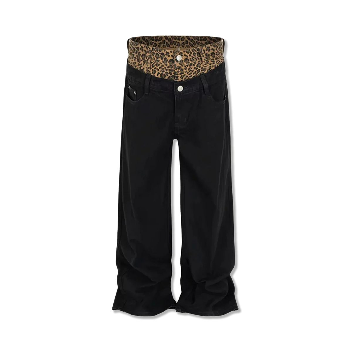 Leopard Stacked Denim "Black"