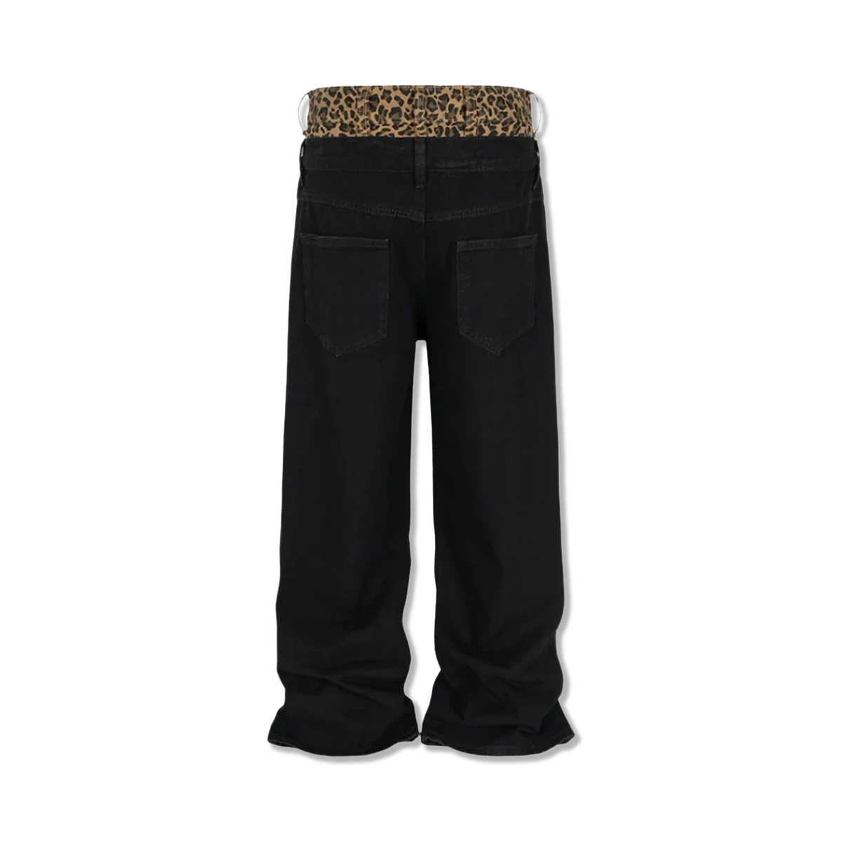 Leopard Stacked Denim "Black"