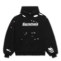 Caps Destroyed Hoodie “Black/White”