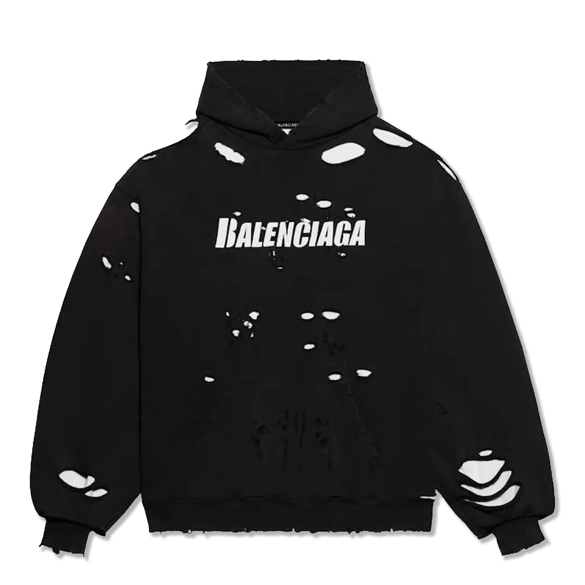 Caps Destroyed Hoodie “Black/White”