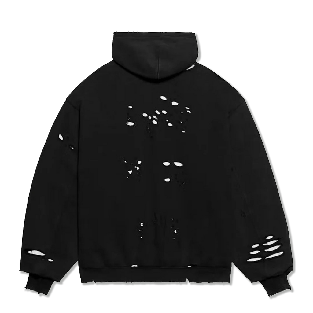 Caps Destroyed Hoodie “Black/White”