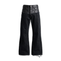 Flared Leather Dipped Denim "Black"