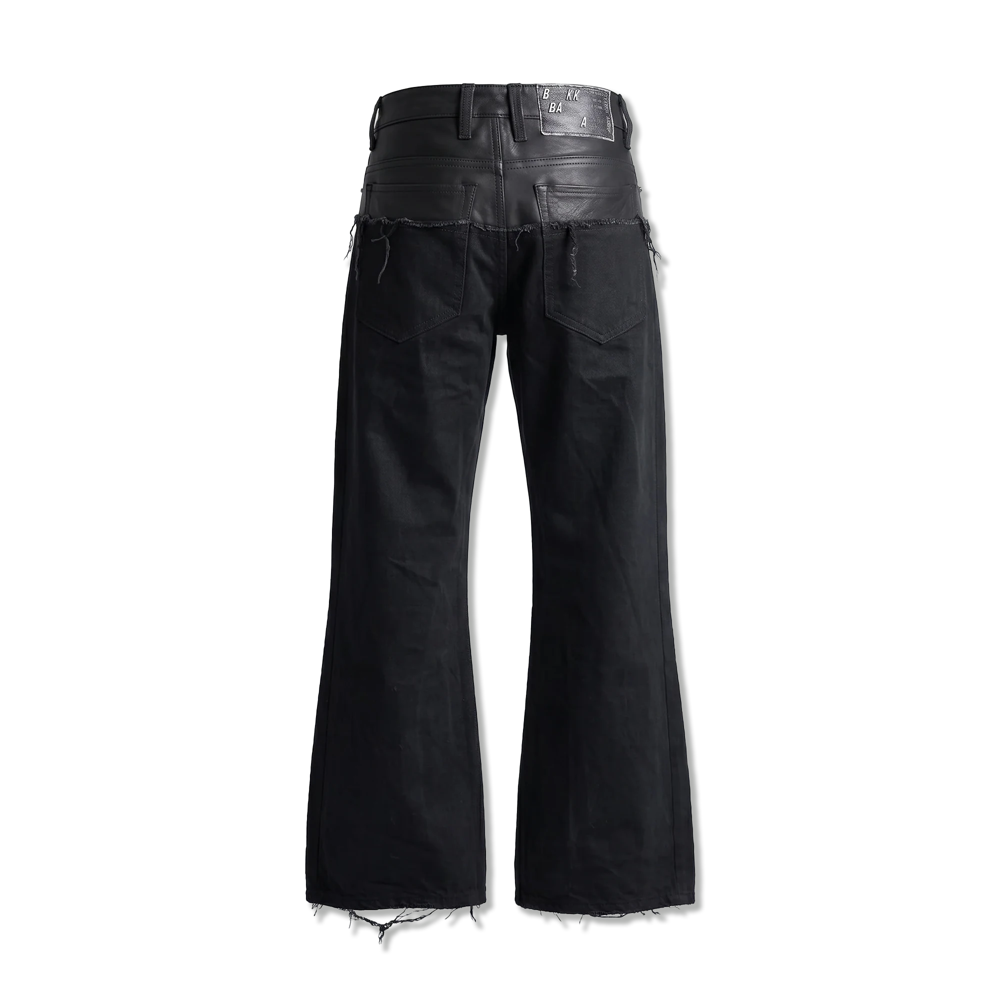 Flared Leather Dipped Denim "Black"