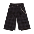 Plaid Baggy Cargo Shorts "Black"