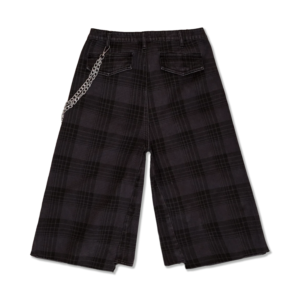Plaid Baggy Cargo Shorts "Black"