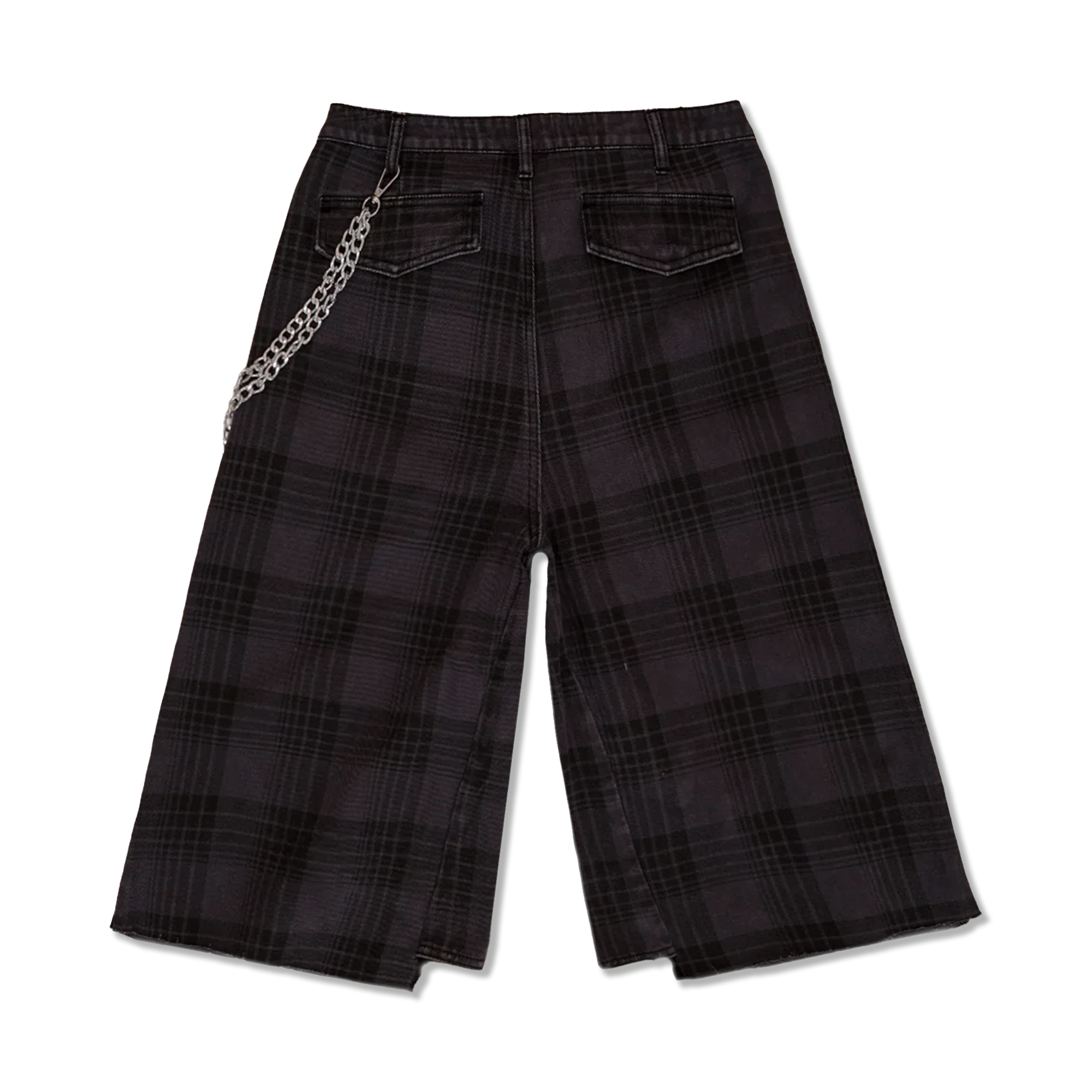 Plaid Baggy Cargo Shorts "Black"
