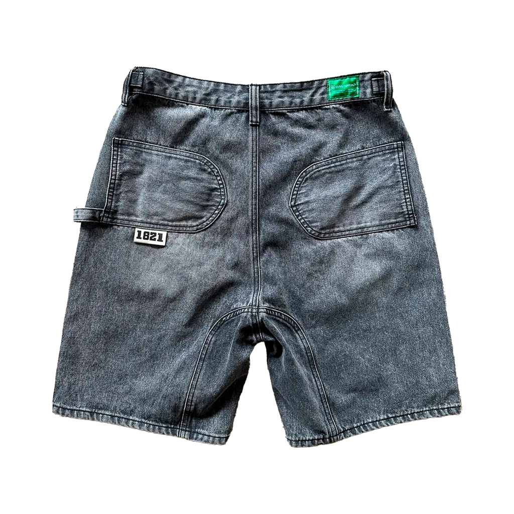 Pearl Embellished Denim Shorts "Black"