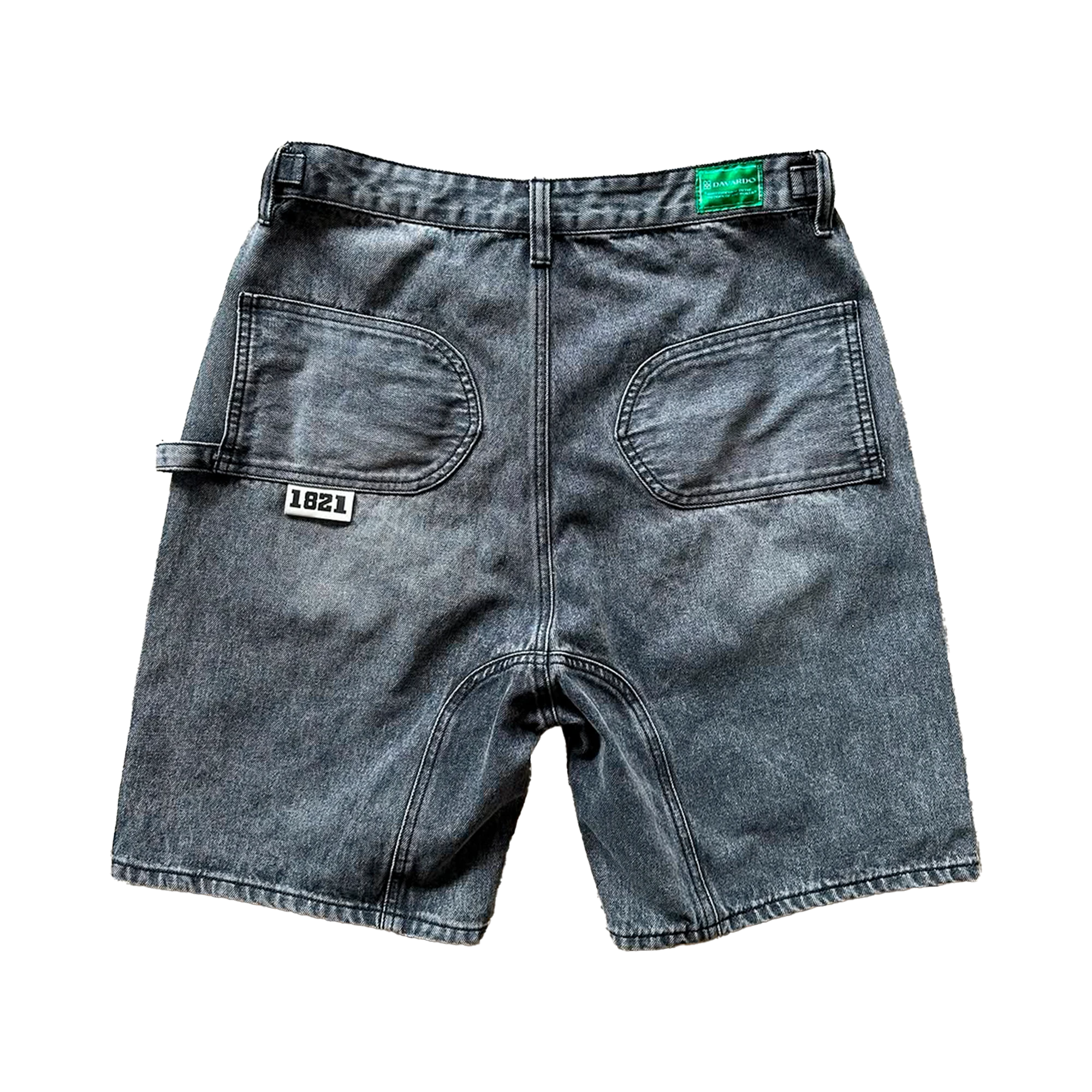 Pearl Embellished Denim Shorts "Black"
