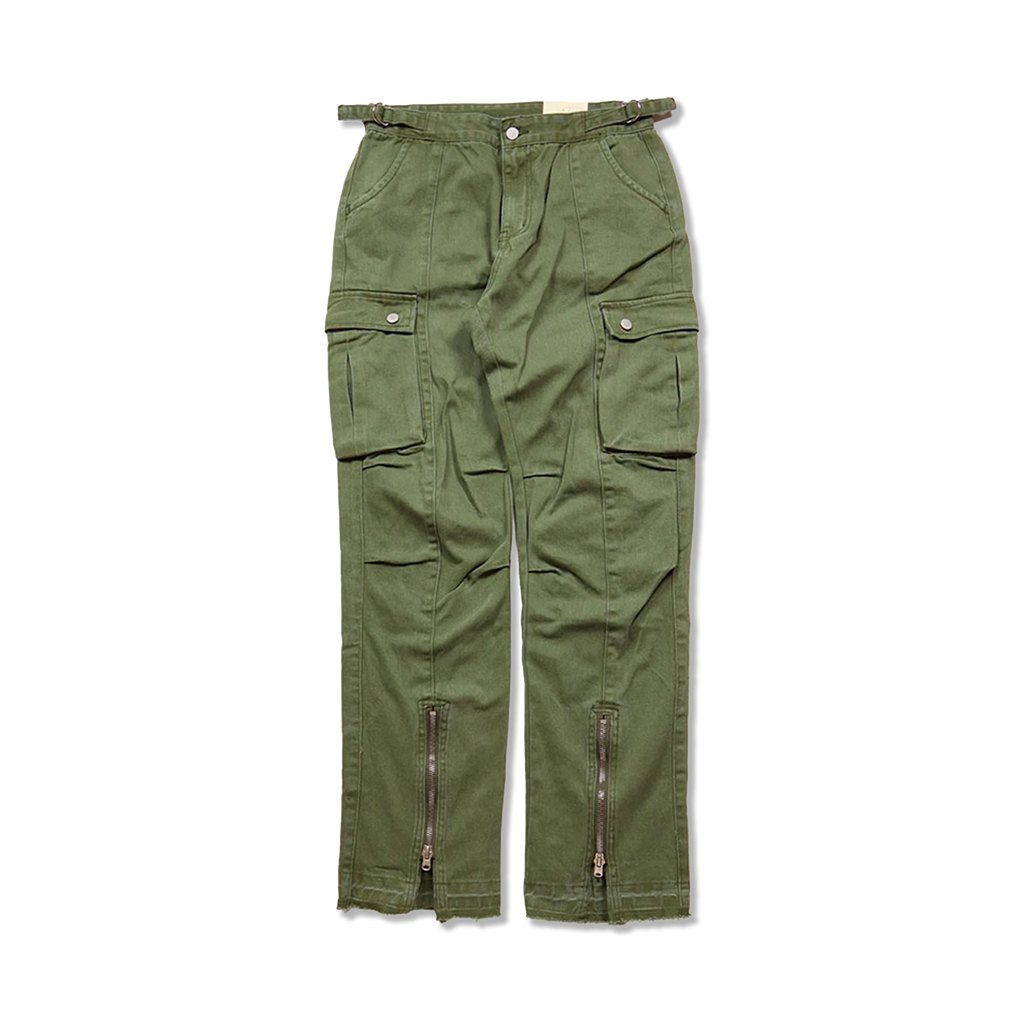 Front Zip Flare Cargo “Olive”