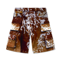 Cowhide Cargo Leather Shorts “Tan and White”