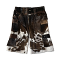 Utility Cowhide Cargo Leather Shorts “Brown and White”