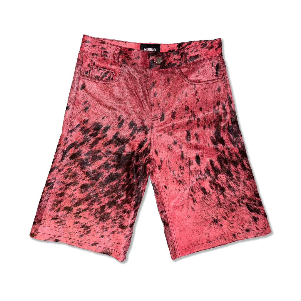Flared Cowhide Shorts “Pink”