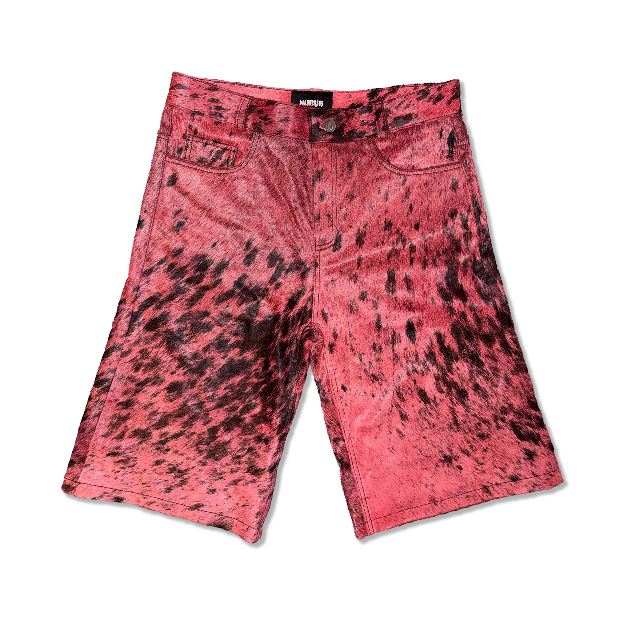 Flared Cowhide Shorts “Pink”