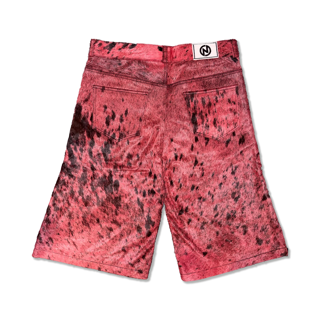 Flared Cowhide Shorts “Pink”
