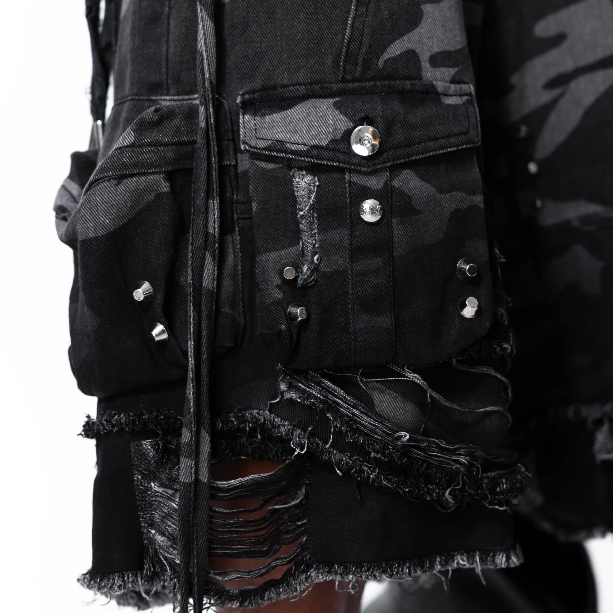 Night Street Camo 2.0 Washed Denim Shorts “Grey”