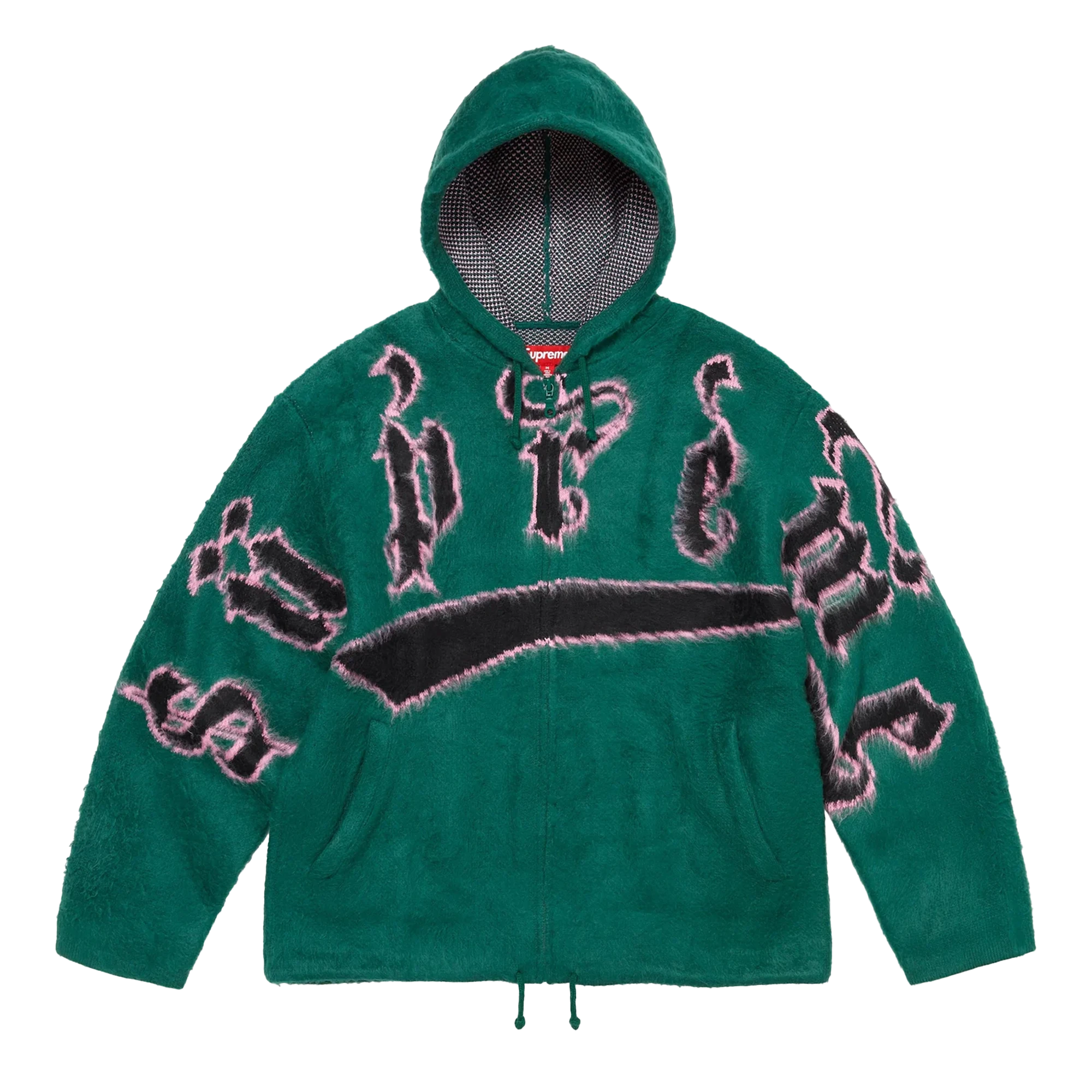 Accent Brushed Zip Up Hooded Sweater "Green"