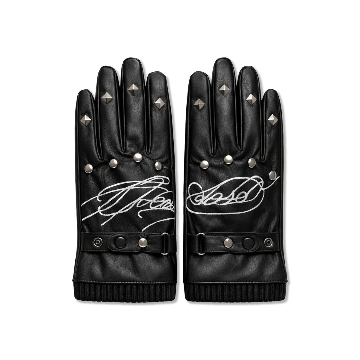 Calligraphy Leather Gloves "Black"